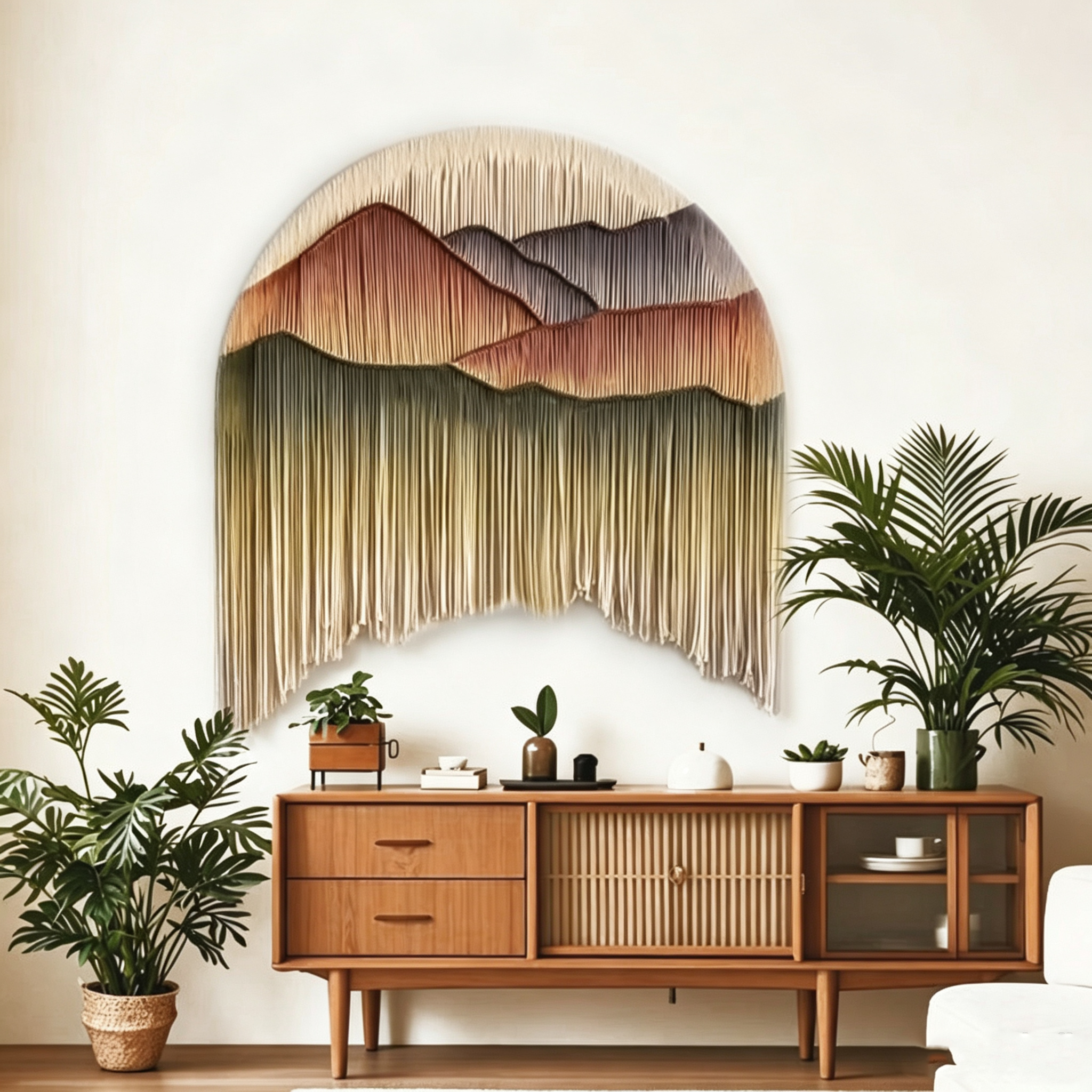 Handwoven circular tapestry decoration