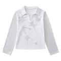 Star print polo collar long sleeved top for women