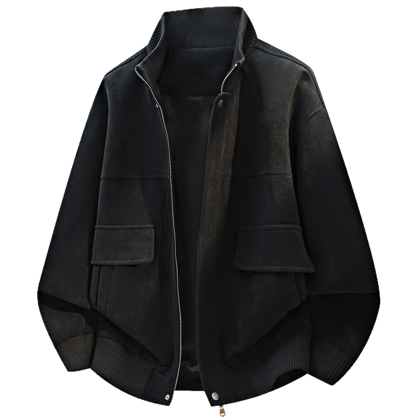 Vintage Fuzzy Fabric Stand Collar Loose Fit Men's Workwear Jacket