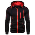 Casual Men's Gray Hooded Zip-Front Fleece Lined Sweatshirt