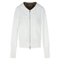 White pleated zipper hooded jacket