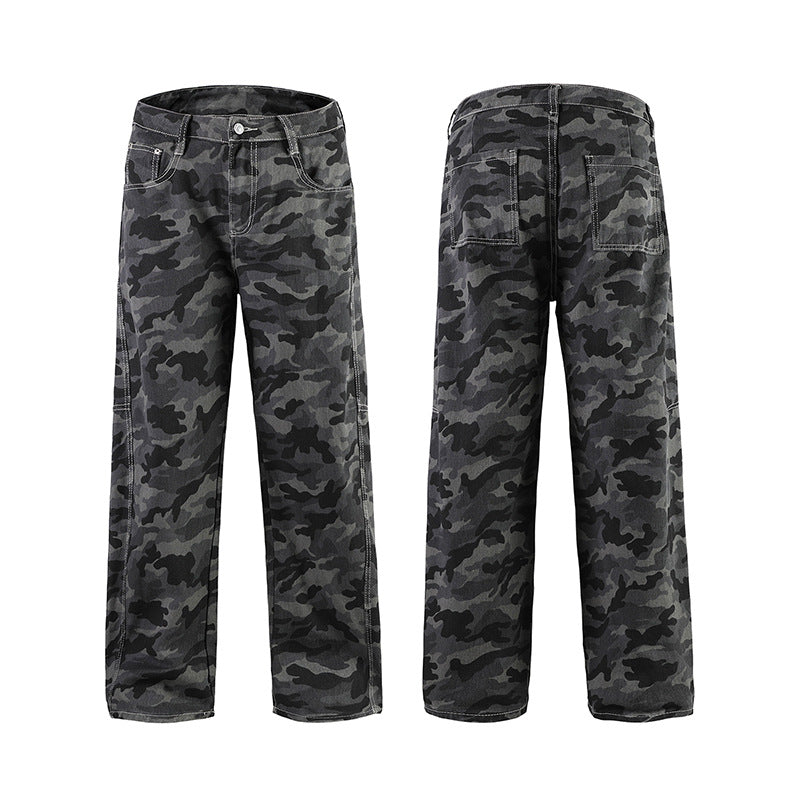 Camouflage curved knife casual loose silhouette pants