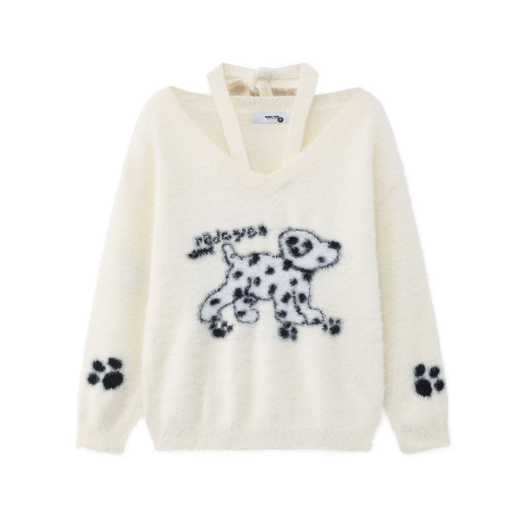 Spotted puppy jacquard sweater