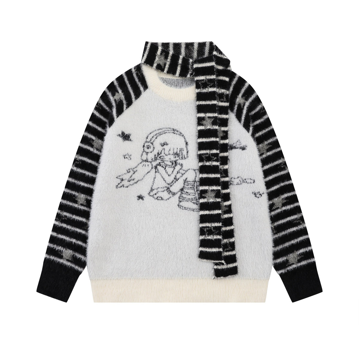Shoulder striped contrasting sweater