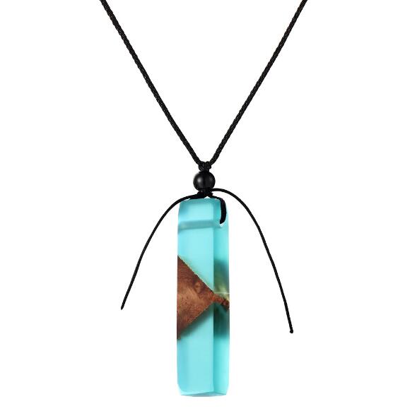 men'woman s fashionable wood resin necklace pendant, woven rope chain