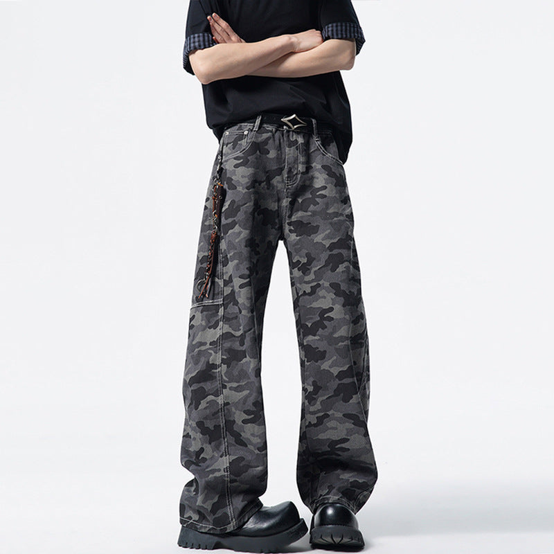 Camouflage curved knife casual loose silhouette pants