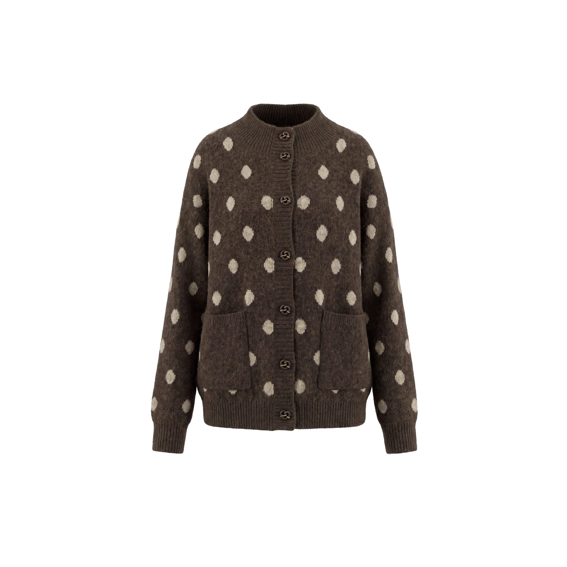 Half height collar polka dot jacket