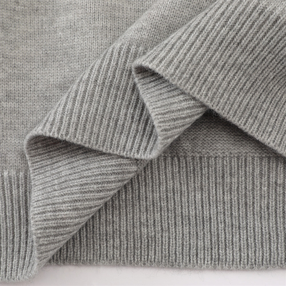 Embroidered round neck sweater loose sweater