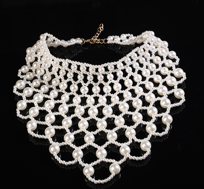 Necklace Women Pearl Body Chain Wedding Dress Accessories Necklace Cutout Dress Accessories