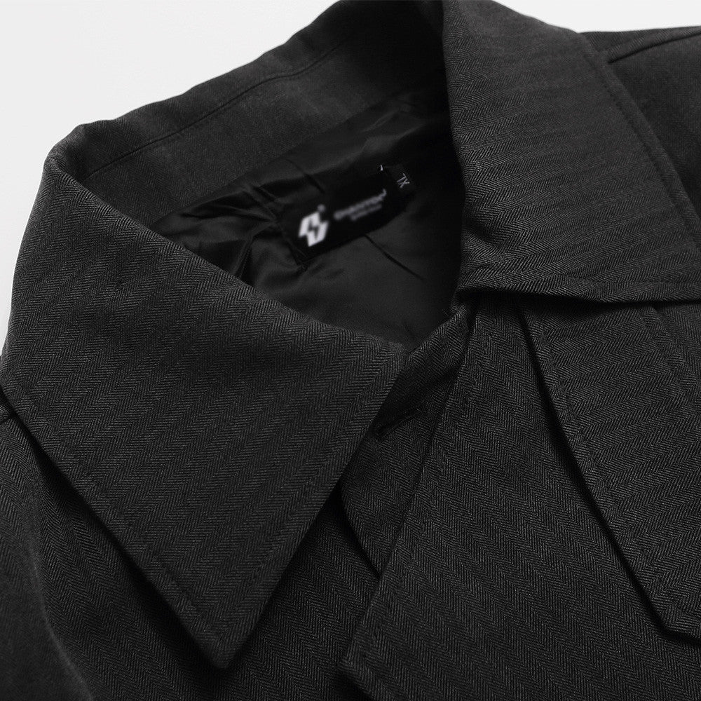 Slanted placket lapel jacket