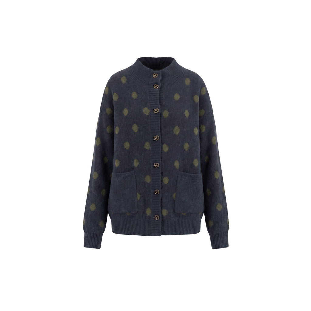 Half height collar polka dot jacket