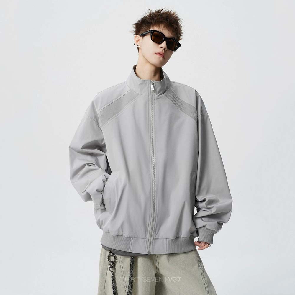Style Splicing Long Sleeve Three-Proof Zipper Stand Collar Slim Fit Jacket