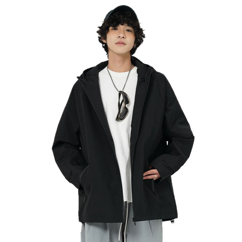 Men's Yama Style Color Block Hooded Loose Fit Outdoor Jacket