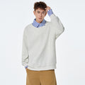 Mock Two-Piece Polo Shirt for Men, Autumn Fashion Brand College Style Turn-Down Collar Sweatshirt Inner Layer Top Underwear