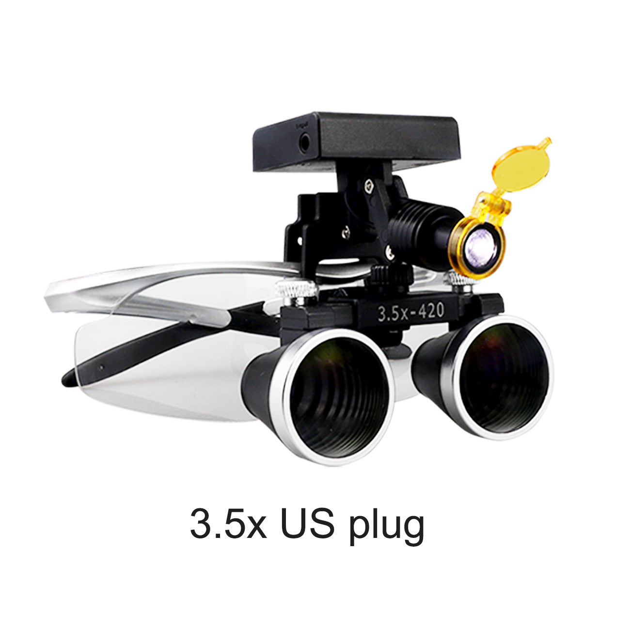 Binocular Surgical Magnifier Headlamp with 2.5x/3.5x Lenses, 5W 3D Clip-On LED Headlight for Dental