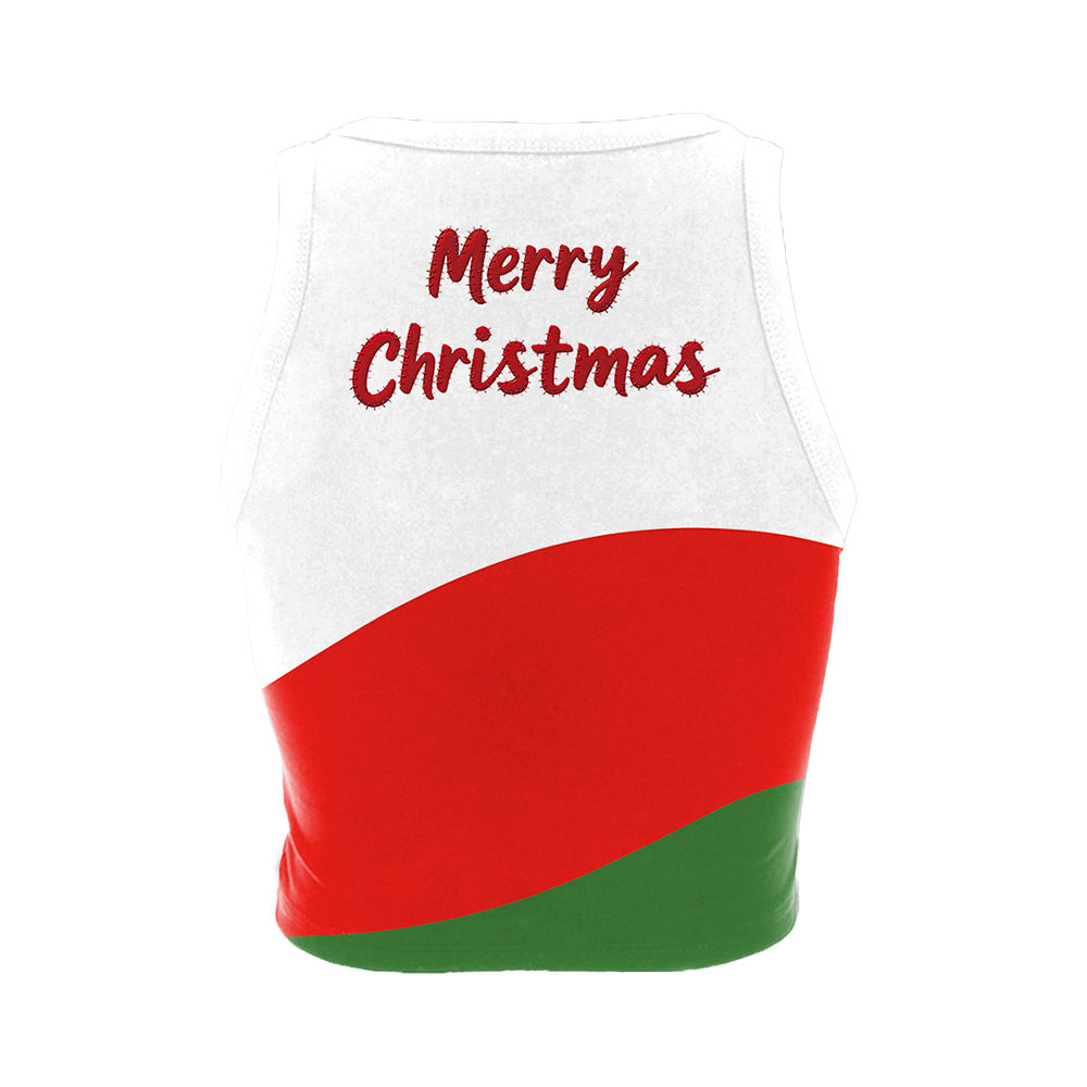 Christmas clothing sleeveless off shoulder short vest for women