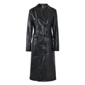 Solid Patchwork Button Leather Coats For Women Lapel Long Sleeve High Waist Temperament Female Fashion Clothing New