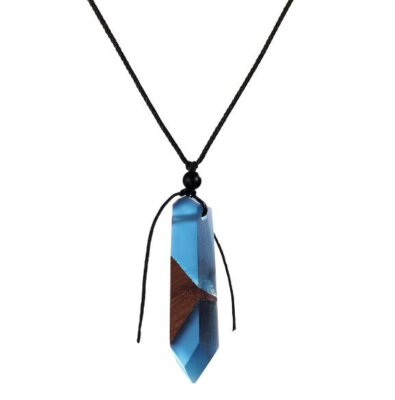 men'woman s fashionable wood resin necklace pendant, woven rope chain