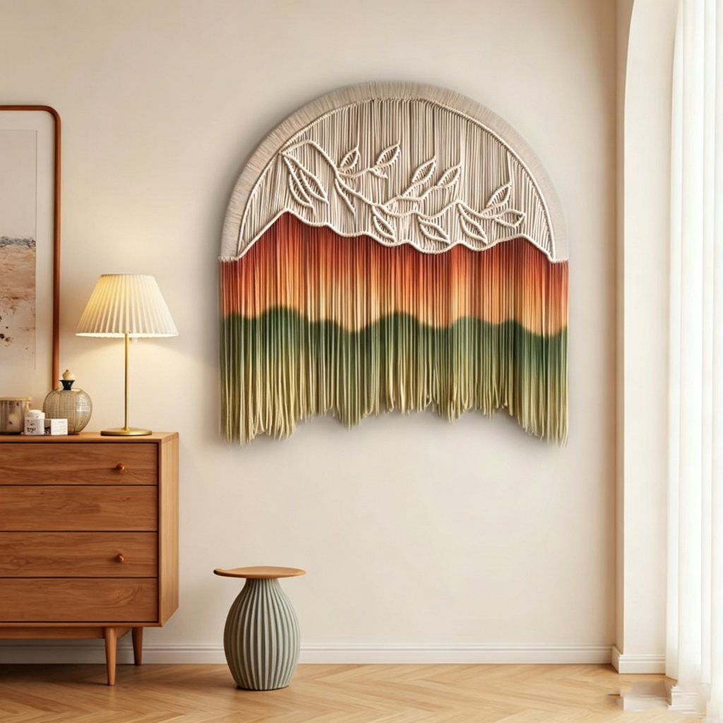 Handwoven circular tapestry decoration