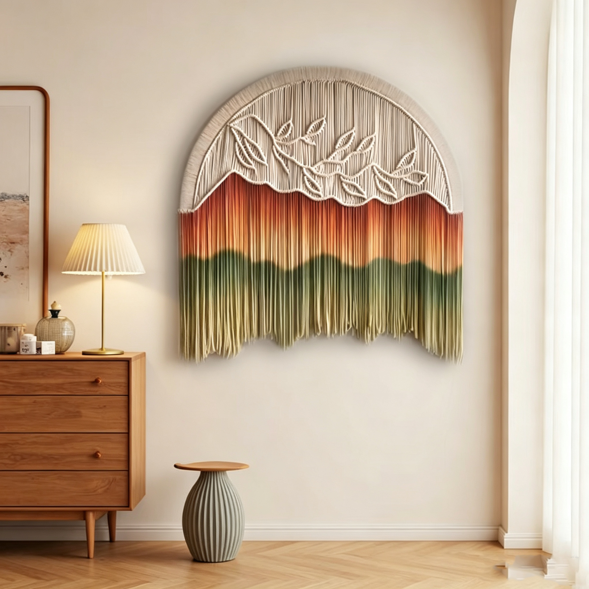 Handwoven circular tapestry decoration