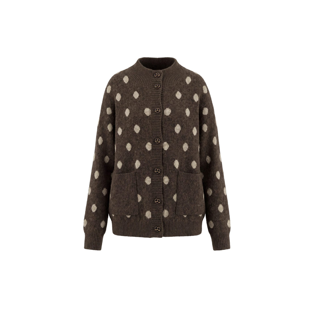 Half height collar polka dot jacket