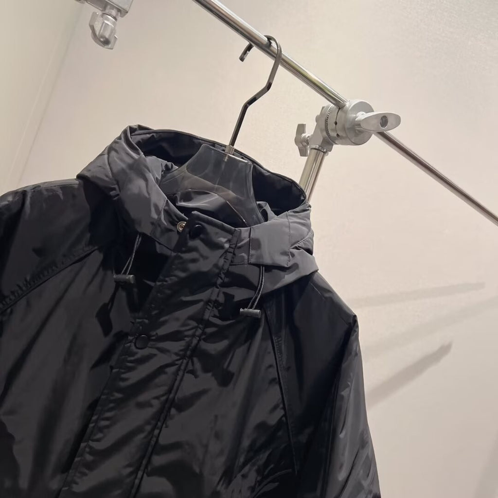 Men's Casual Workwear Solid Black Long Sleeve Zipper Hooded Regular Fit Jacket