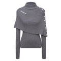 Irregular cape shawl design knitted top sweater
