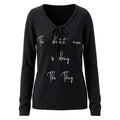 V-neck tied knit long sleeved top for women's sweaters