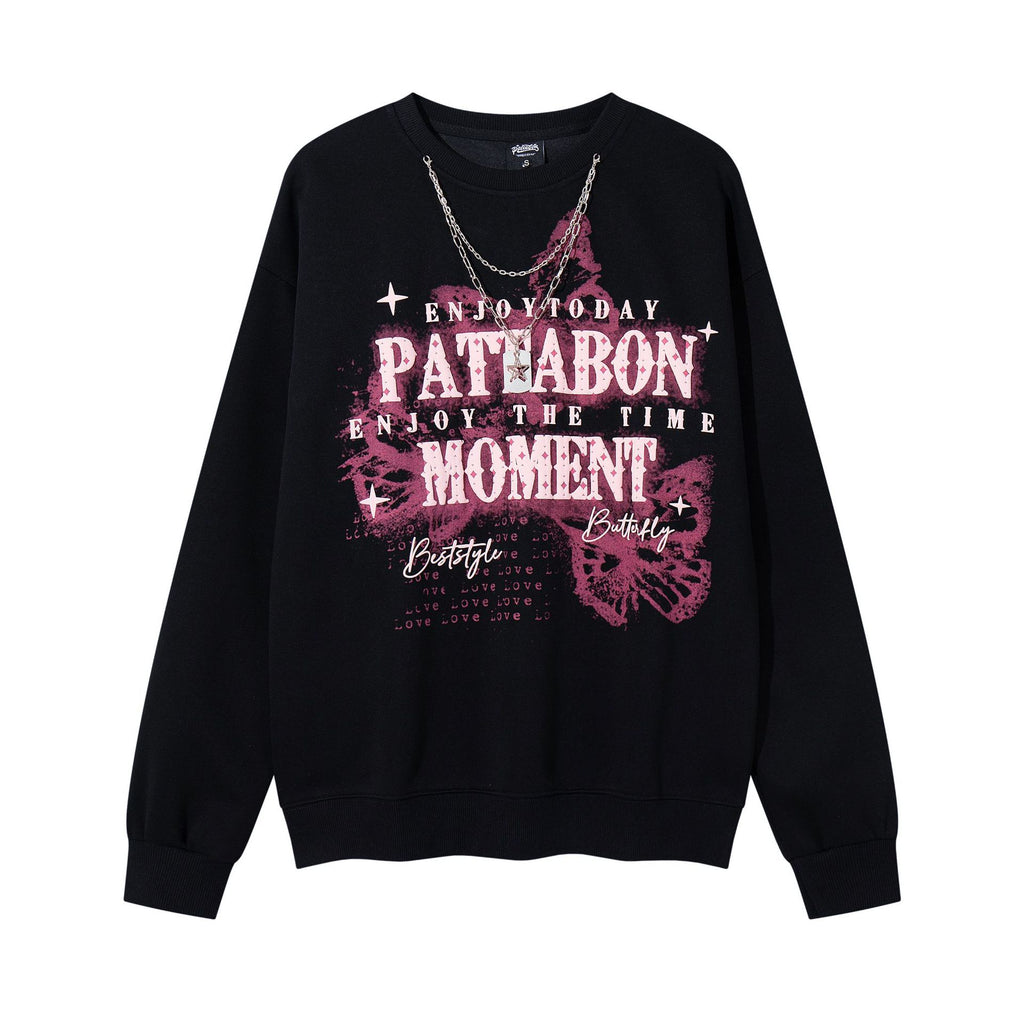 Foam letter printed hoodie