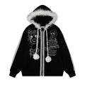 Woolen ball drawstring hooded sweatshirt