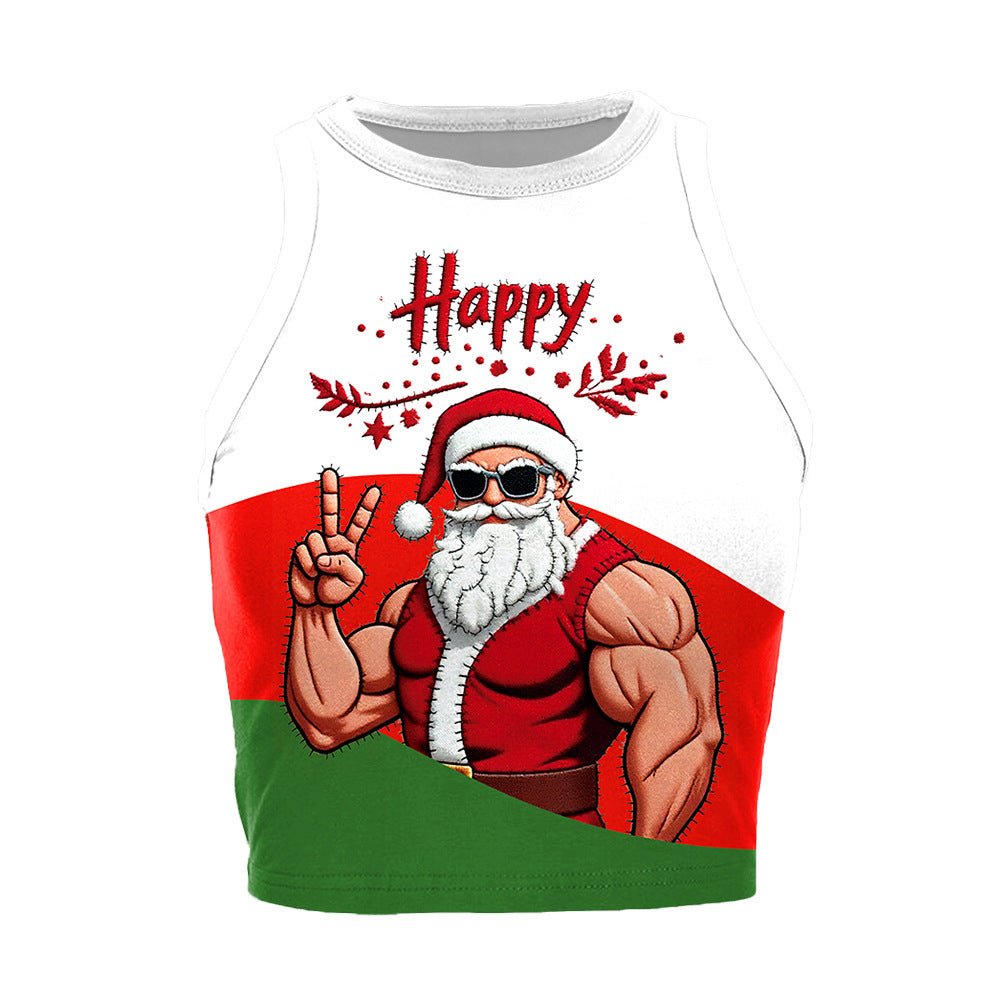 Christmas clothing sleeveless off shoulder short vest for women