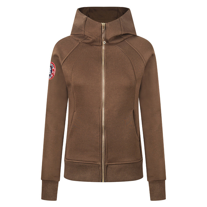 Slim fit hooded zipper sweatshirt jacket for women