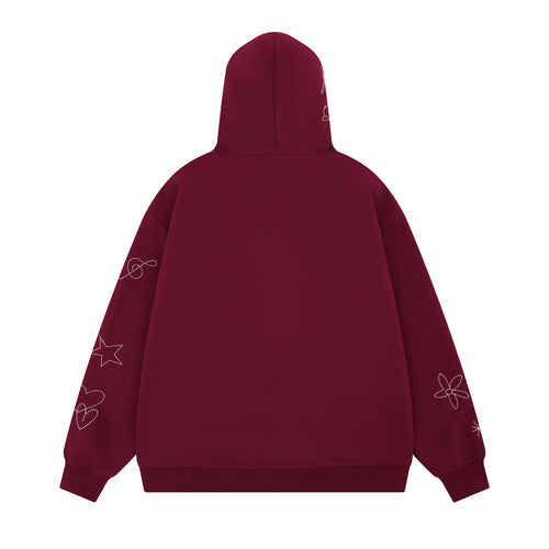 Cartoon embroidered hooded loose hoodie