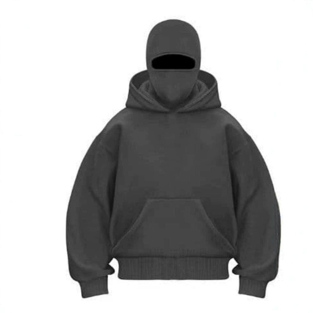 Men's  Zip-Up Hooded Jacket with Mask Design,  Pullover Sweatshirt Coat