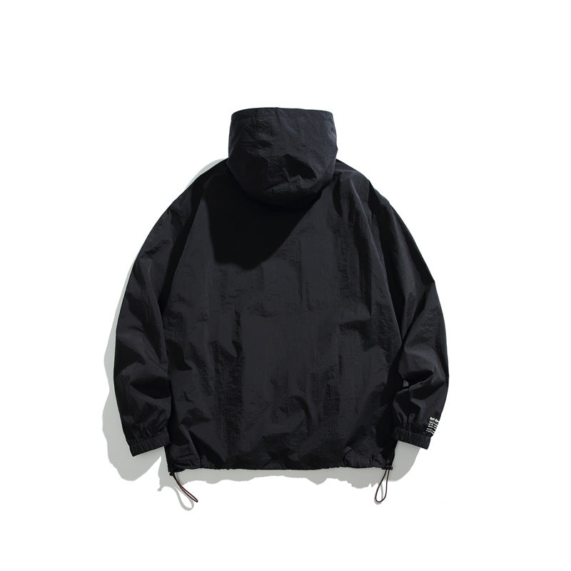 Slant zipper large pocket hooded sun protection clothing for men and women