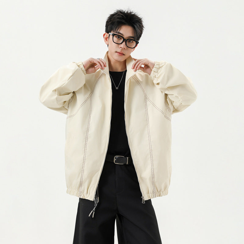 Men's Casual Sports Long Sleeve Stand Collar Baseball Jacket