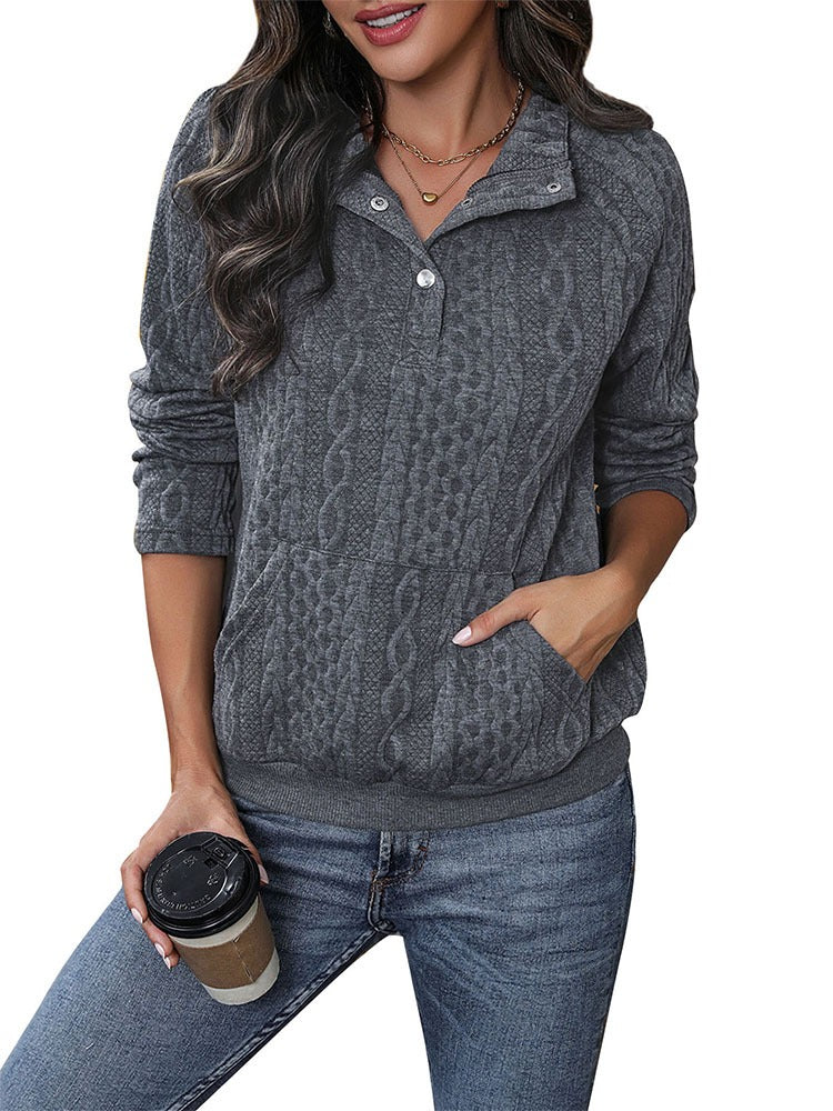 New European and American autumn women's clothing texture long sleeved solid color hoodie for women