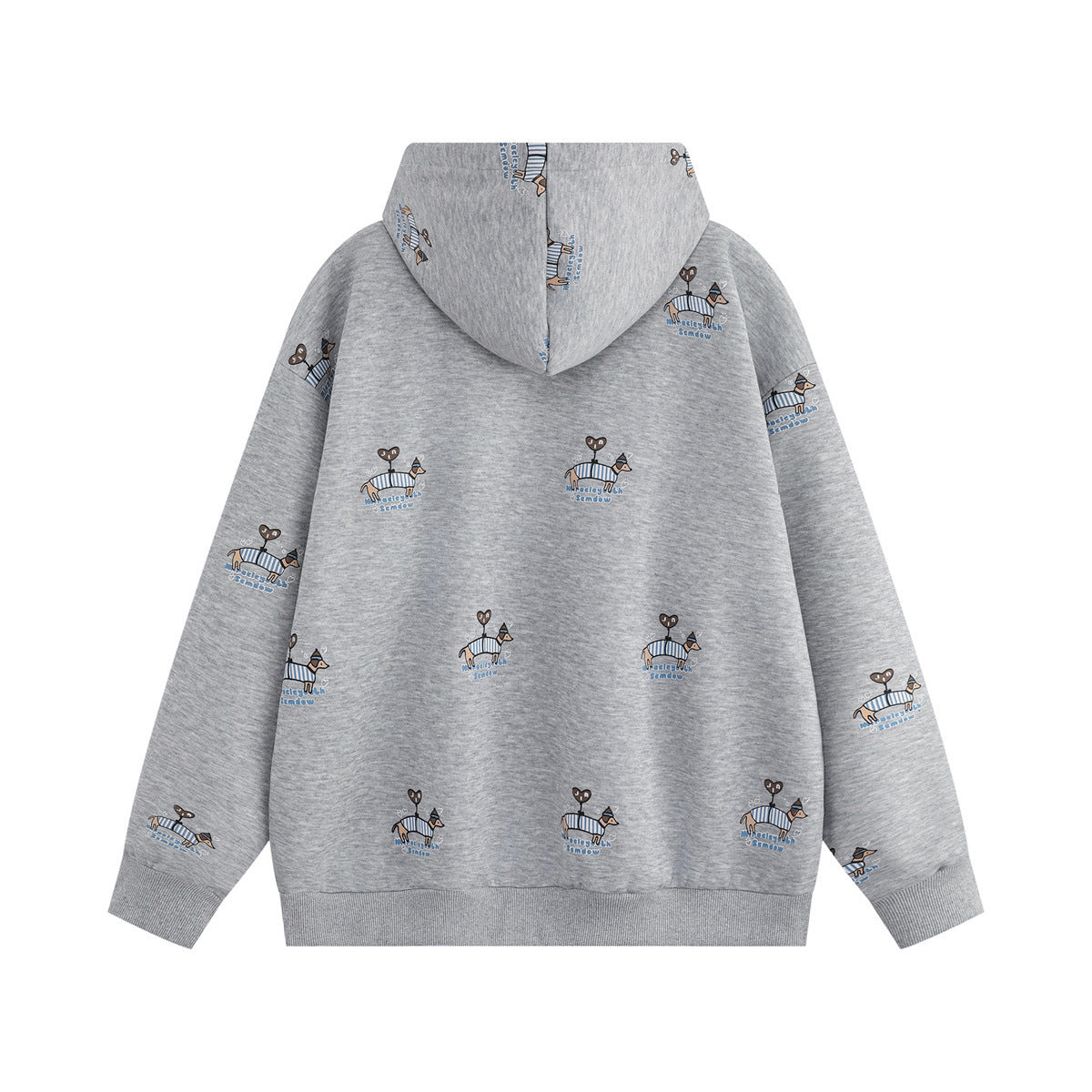 Full printed dog embroidery hooded sweatshirt