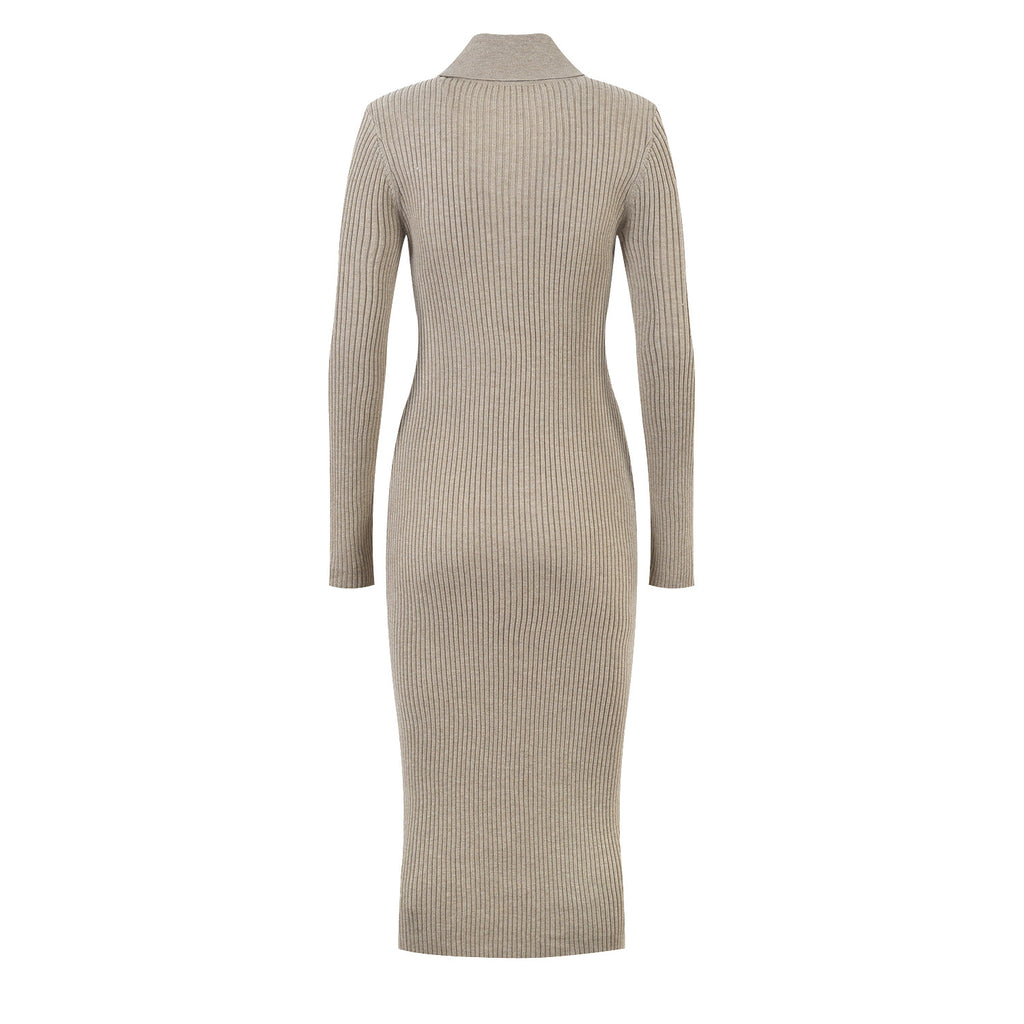 Sweater Dress Women  Luxury Single Breasted Long Sleeve Knitted Dresses Autumn Winter Clothing