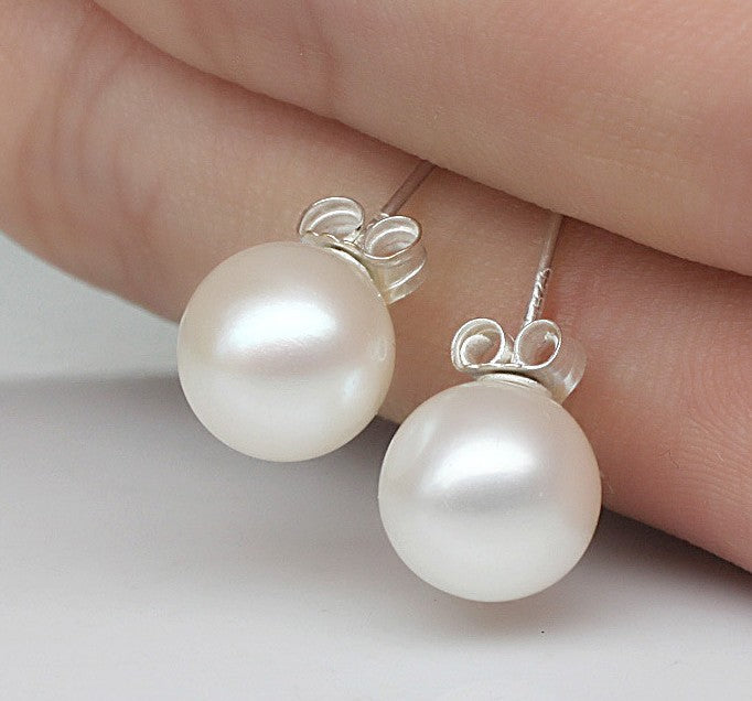 New Simple S 9 2 5 Exquisite Round Pearl Geometric Jewelry ring for women Engagement Wedding Gift Ear Pin Ear Studs earring