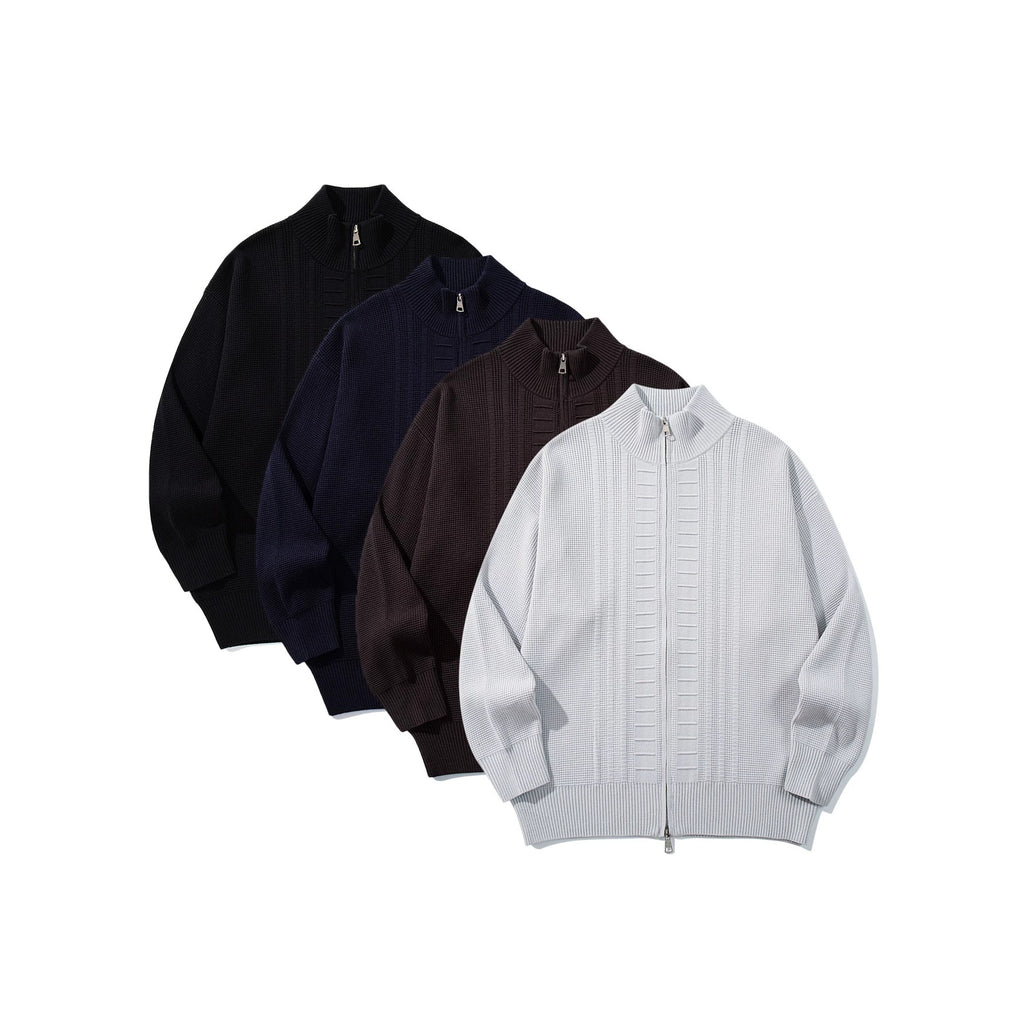 Half high collar vertical pit stripe jacket