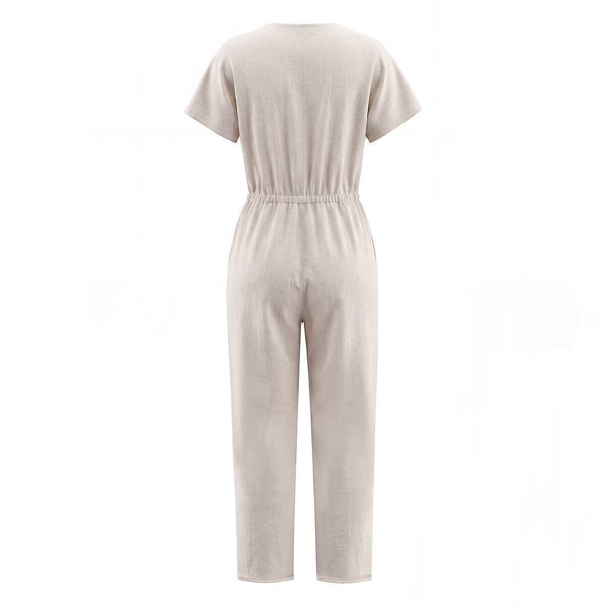 Wide-Leg Jumpsuit Women Short Sleeve One-Piece Clothing