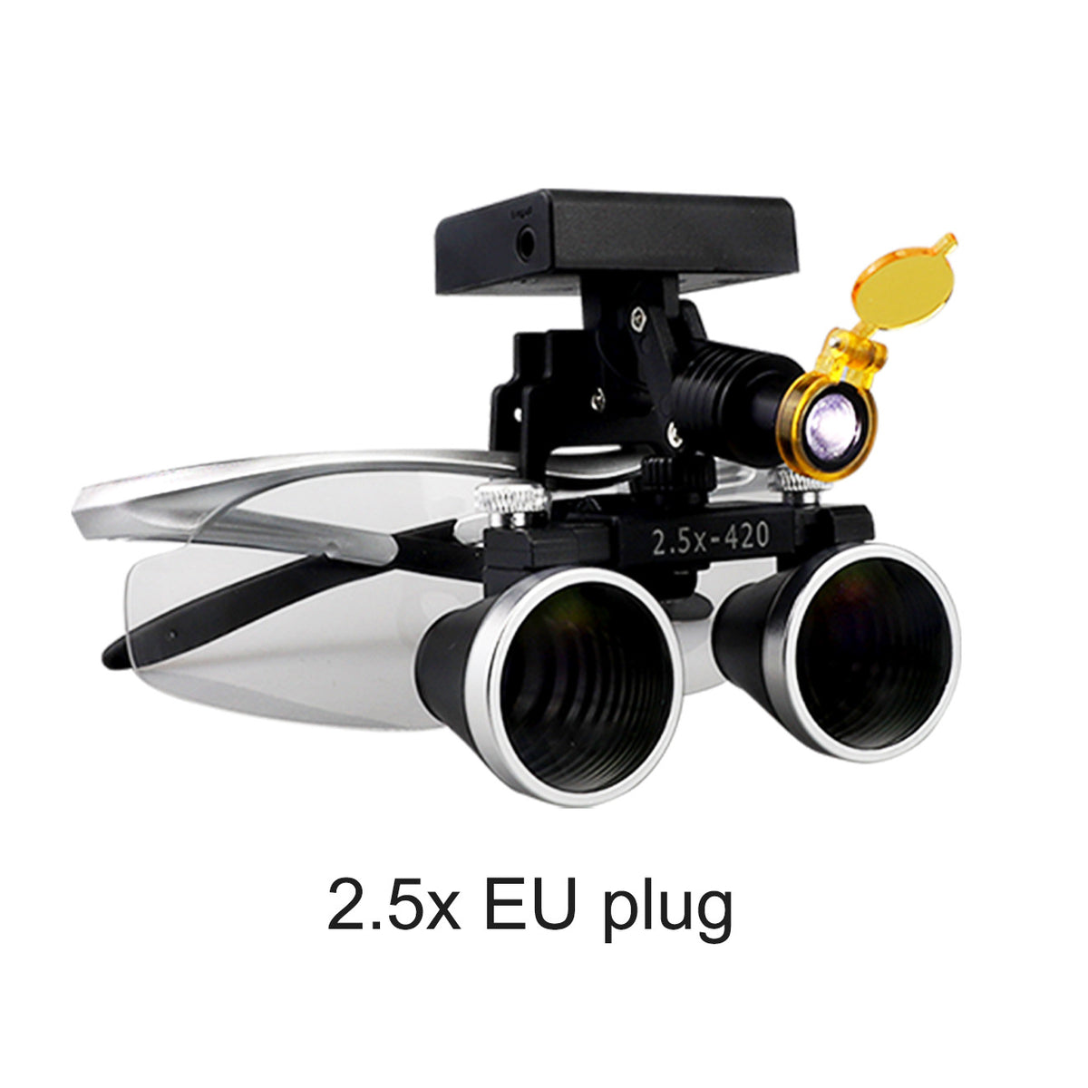 Binocular Surgical Magnifier Headlamp with 2.5x/3.5x Lenses, 5W 3D Clip-On LED Headlight for Dental