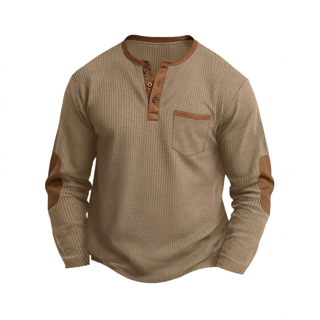 Men's Casual Plus Size Spliced Long Sleeve V-Neck Fake Two Piece T-Shirt