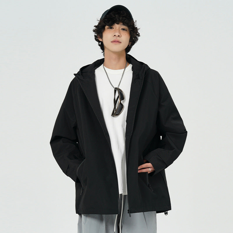 Men's Yama Style Color Block Hooded Loose Fit Outdoor Jacket