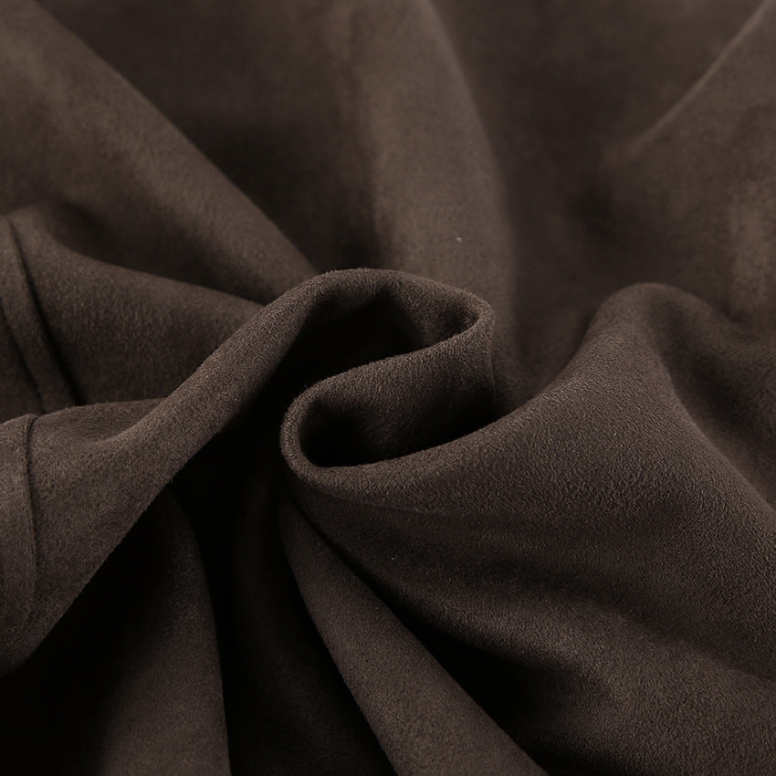 Vintage Style Loose Jacket for Women, Brown Suede Coat,Women's Clothing