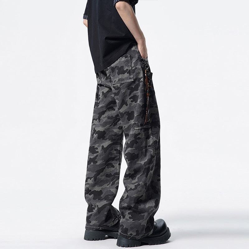 Camouflage curved knife casual loose silhouette pants