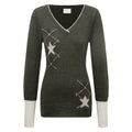 V-neck star jacquard knitted sweater with contrasting color pullover sweater