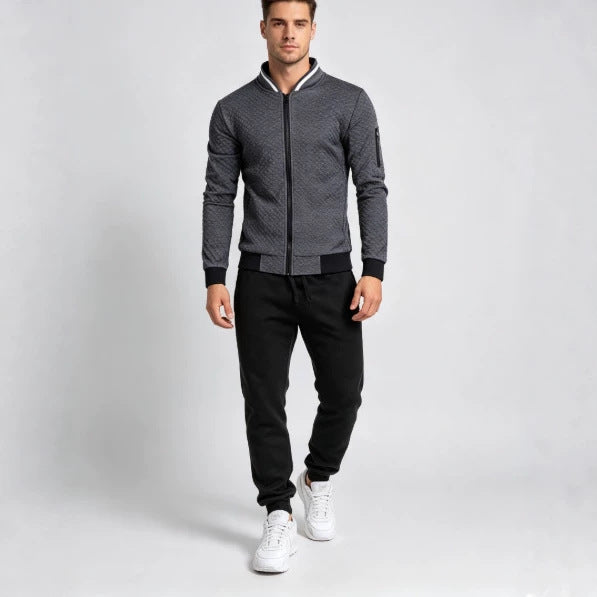 Men's Plaid Zip-Up Hoodie Jacket Casual Cardigan Sweatshirt