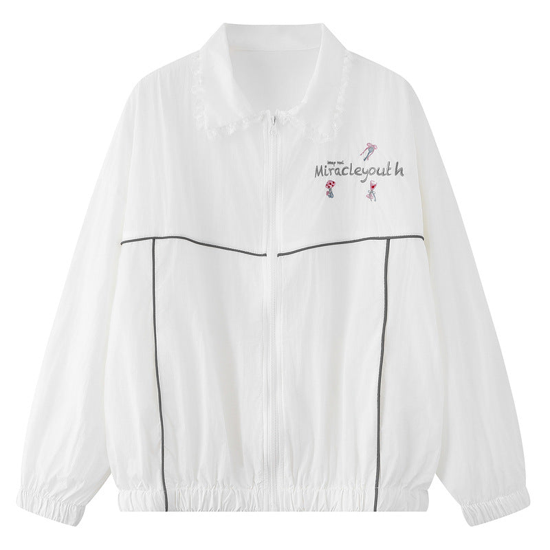 Lace Collar Protection Jacket for Women Thin Sports Clothing